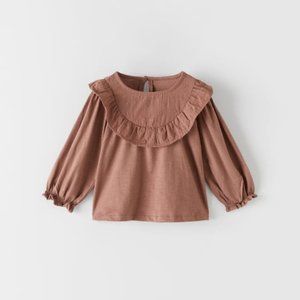 Zara OVERSIZED BLOUSE WITH EMBROIDERED MOTIFS 4-5T